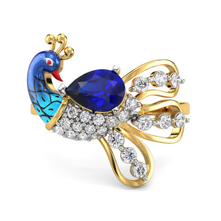 Gemstone Peacock Ring-Yellow Gold