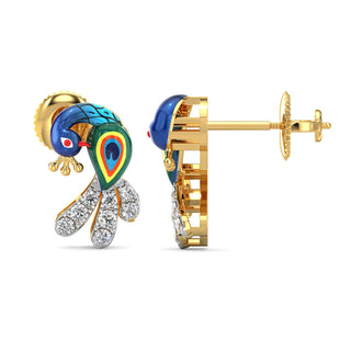Chic Feathered Earrings-Yellow Gold