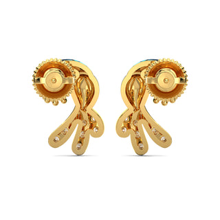 Chic Feathered Earrings-Yellow Gold