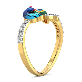 Chic Feathered Ring-Yellow Gold