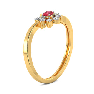 Crimson Petal Gemstone Ring