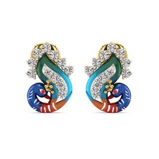 Dazzling Tail Fan Earrings-Yellow Gold