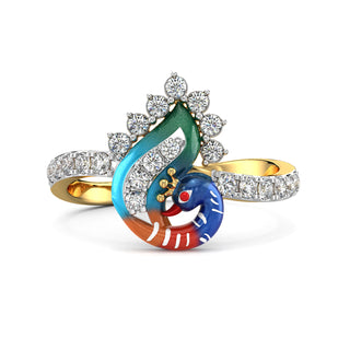 Dazzling Tail Fan Ring-Yellow Gold