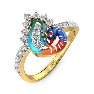 Dazzling Tail Fan Ring-Yellow Gold