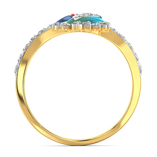 Dazzling Tail Fan Ring-Yellow Gold