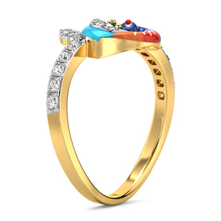 Dazzling Tail Fan Ring-Yellow Gold