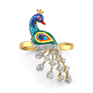 Splendid Peacock Ring-Yellow Gold