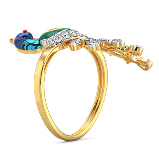 Splendid Peacock Ring-Yellow Gold