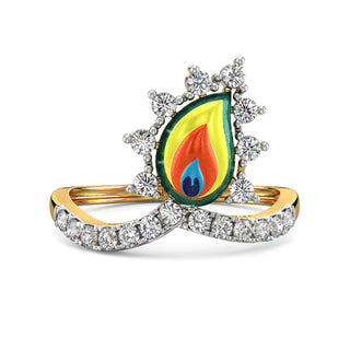 Regal Feather Ring-Yellow Gold