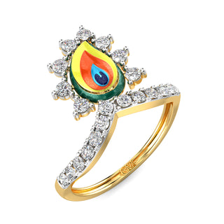 Regal Feather Ring-Yellow Gold