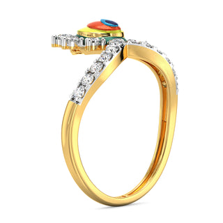 Regal Feather Ring-Yellow Gold
