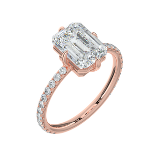Enchanting Emerald LGD Solitaire Ring-Rose Gold