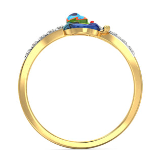 Vibrant Peacock Ring-Yellow Gold