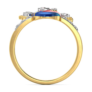 Dancing Peacock Ring-Yellow Gold