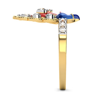 Dancing Peacock Ring-Yellow Gold