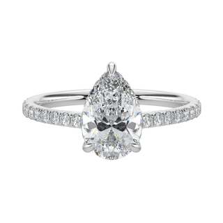 Dewdrop Pear LGD Solitaire Ring-White Gold