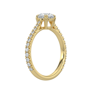 Pave Band Solitaire Ring-Yellow Gold