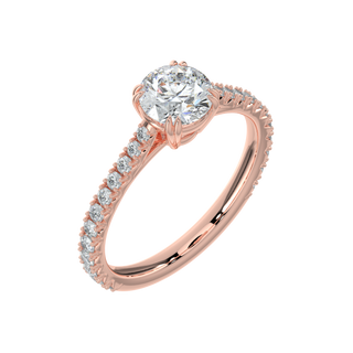 Pave Band Solitaire Ring-Rose Gold