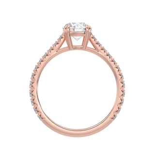 Pave Band Solitaire Ring-Rose Gold