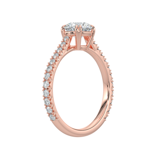 Pave Band Solitaire Ring-Rose Gold