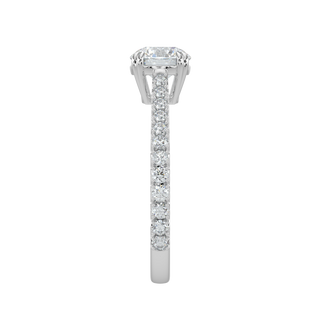 Pave Band Solitaire Ring-White Gold
