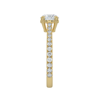 Pave Band Solitaire Ring-Yellow Gold