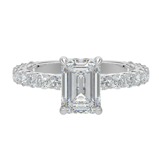 Brilliant Emerald LGD Solitaire Ring-White Gold