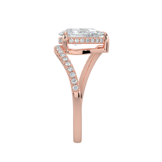 Halo Accent Pear LGD Solitaire Ring-Rose Gold