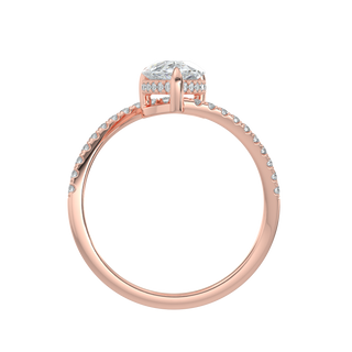 Halo Accent Pear LGD Solitaire Ring-Rose Gold