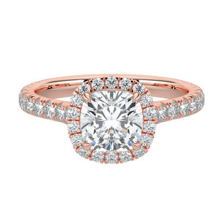 Sunburst Halo LGD Solitaire Ring-Rose Gold