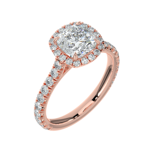 Sunburst Halo LGD Solitaire Ring-Rose Gold