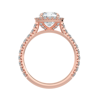 Sunburst Halo LGD Solitaire Ring-Rose Gold