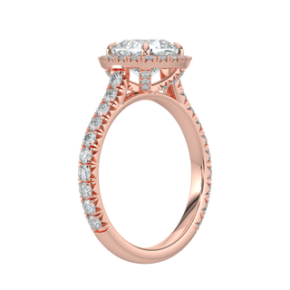Sunburst Halo LGD Solitaire Ring-Rose Gold