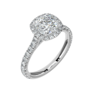 Sunburst Halo LGD Solitaire Ring-White Gold