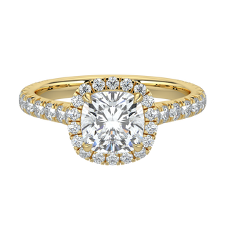 Sunburst Halo LGD Solitaire Ring-Yellow Gold