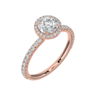 Round Halo LGD Solitaire Ring-Rose Gold
