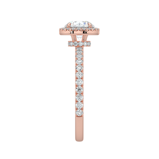 Round Halo LGD Solitaire Ring-Rose Gold