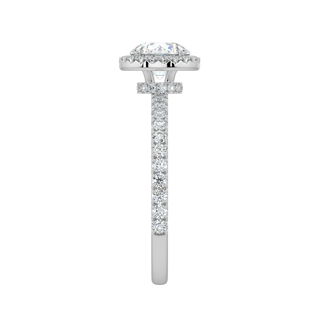 Round Halo Solitaire Ring-White Gold