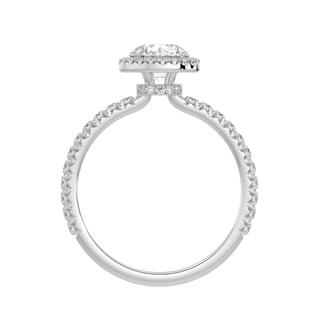 Round Halo Solitaire Ring-White Gold