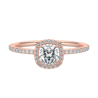 Cushion Halo LGD Solitaire Ring-Rose Gold