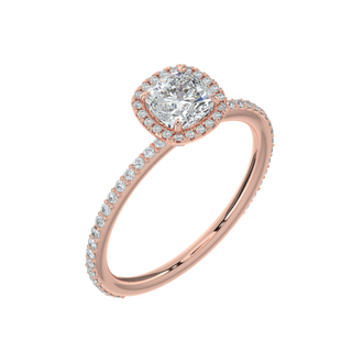 Cushion Halo LGD Solitaire Ring-Rose Gold