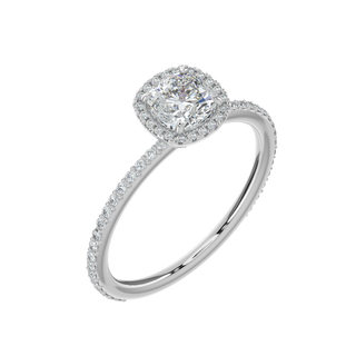 Cushion Halo LGD Solitaire Ring-White Gold
