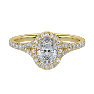 Oval Halo Solitaire Ring-Yellow Gold