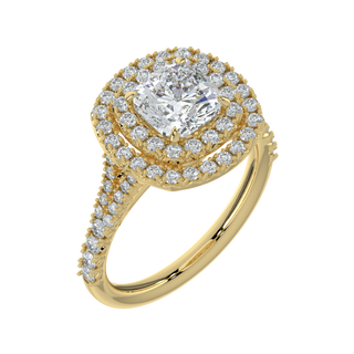 Dual Halo Solitaire Ring-Yellow Gold