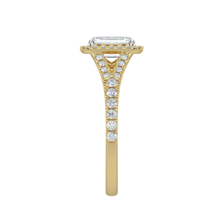 Emerald Halo LGD Solitaire Ring-Yellow Gold