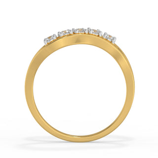 Wave Diamonds Ring-Yellow Gold
