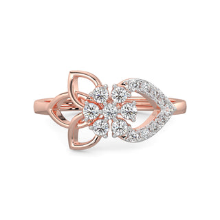 Flower Leaf Diamond Ring-Rose Gold