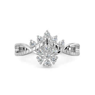 Flower Flame Ring-White Gold