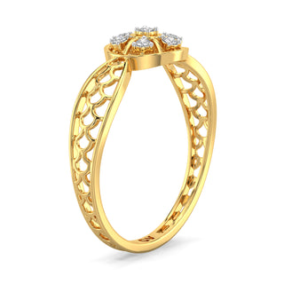 Bloom Mesh Diamond Ring-Yellow Gold