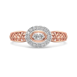 Oval Mesh Diamond Ring-Rose Gold